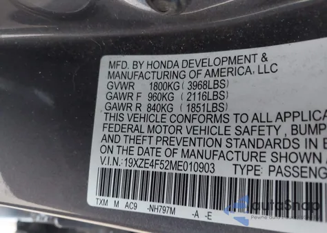 2021 Honda Insight Ex из США, поврежденный, VIN 19XZE4F52ME010903